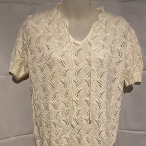 Vintage 70’s Ivory Pointelle Knit Sweater Top